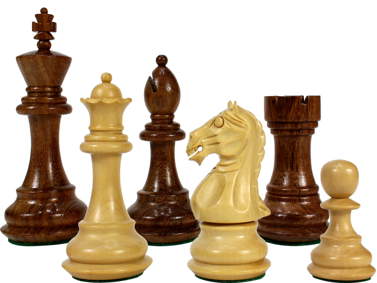 Fierce Knight Staunton Wooden Chess Pieces King Size 3" Golden Rosewood/Boxwood