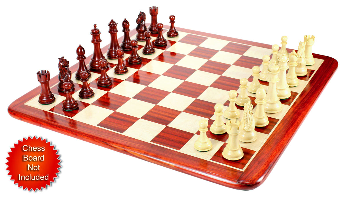 Bud Rosewood/Boxwood Chess Set Pieces Royal Knight Staunton 4.5" + 2 Extra Queens
