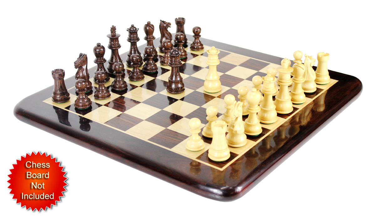 Wenge/Boxwood Chess Set Pieces Galaxy Staunton 3" (76 mm) + 2 Extra Queens - Triple Weighted
