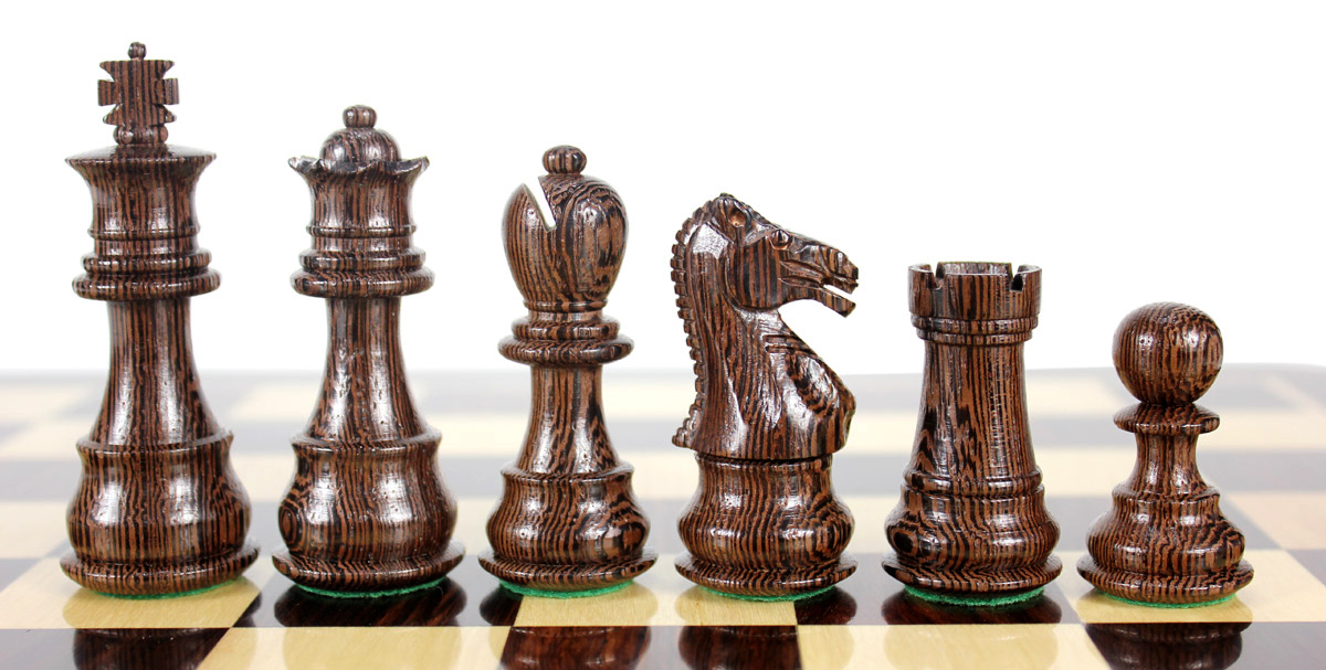 Beautiful Wenge chess pieces with beveled bases