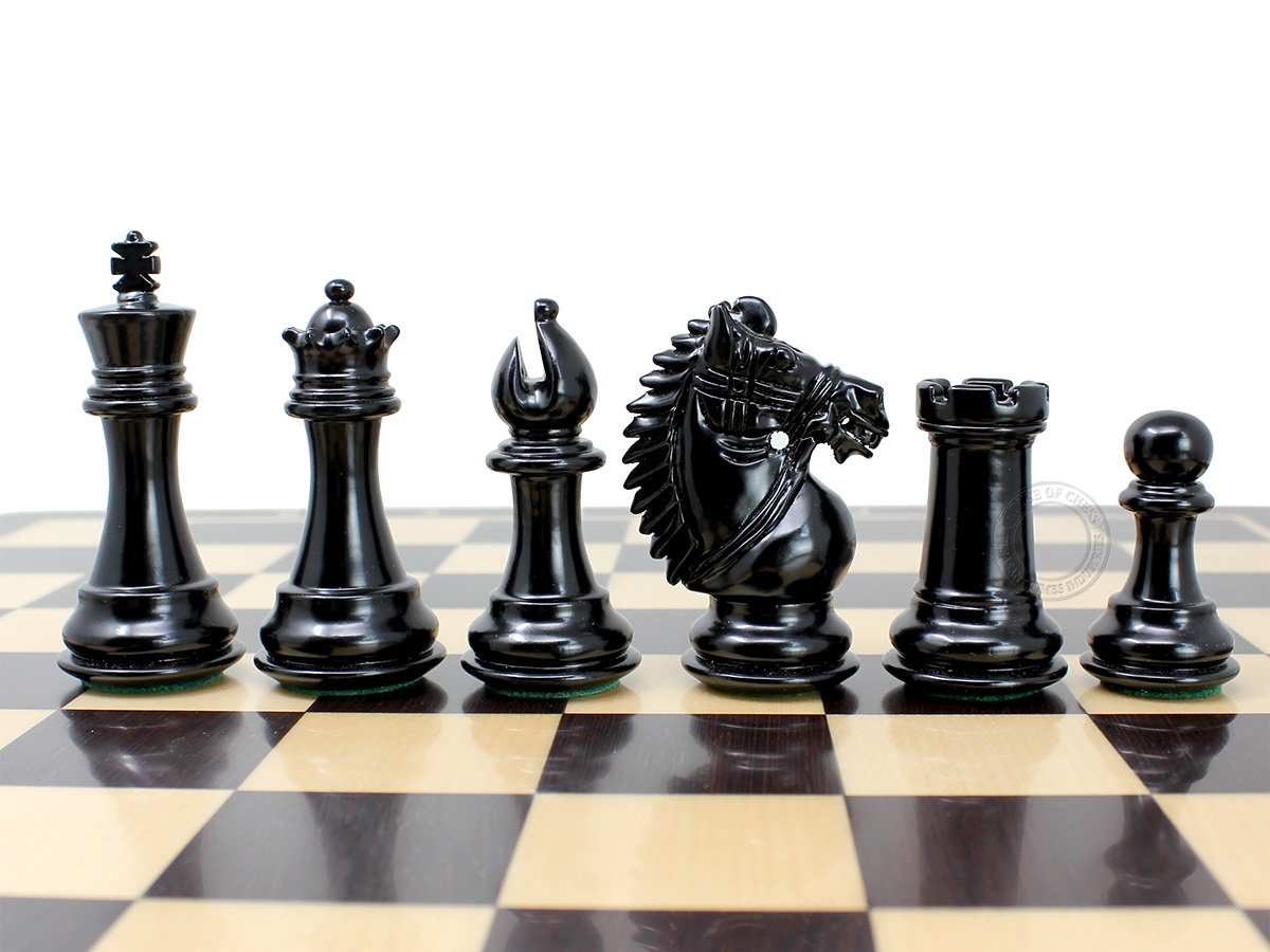 Rio Staunton Weighted Chess Pieces King Height 3" - 2 Extra Queens - Ebonized/Boxwood