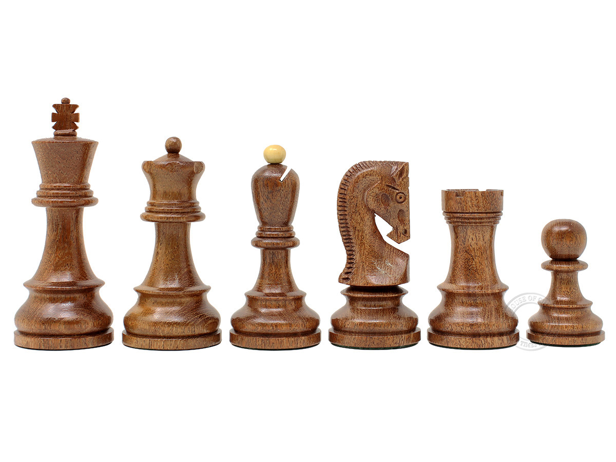 Yugo (Zagreb) Staunton Wooden Tournament Chess Pieces King Size 3-3/4" Acacia Wood/Boxwood + 2 Extra Queens
