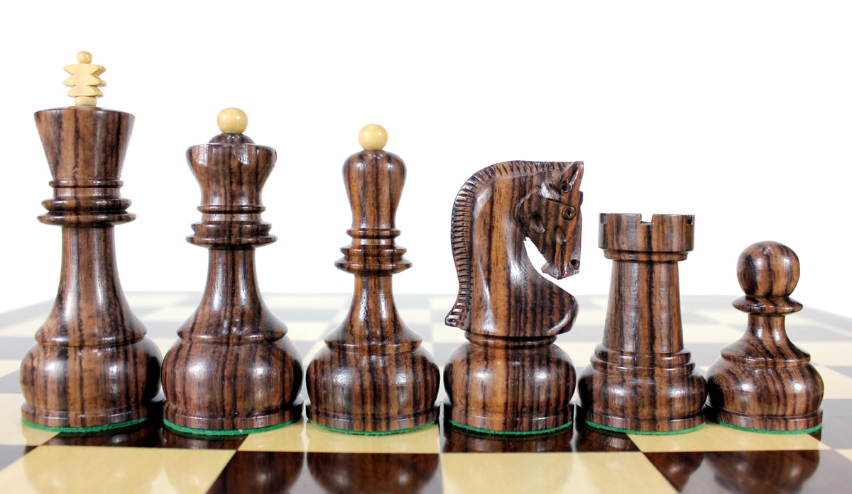 Rosewood / Boxwood Chess Set Pieces Yugo (Zagreb) Staunton 4" (102 mm) + 2 Extra Queens + Wooden Storage Box