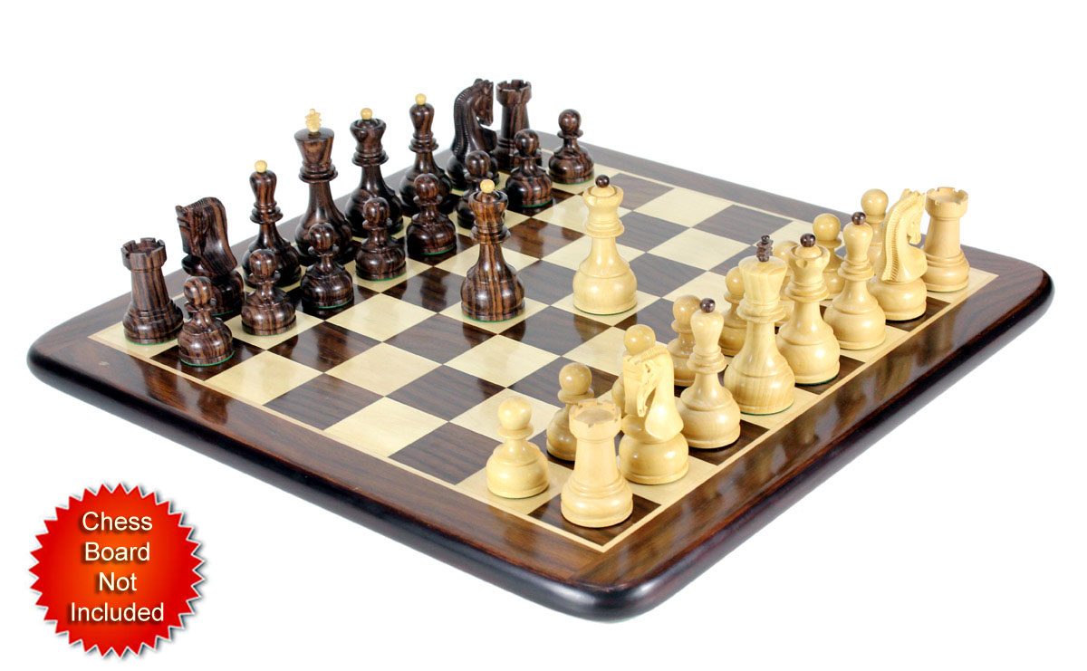 Chess Pieces placed on matching  Rosewood flat board