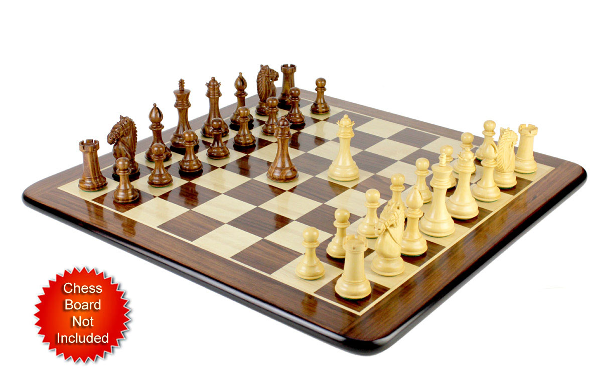 Chess Pieces placed on matching flat Chess board