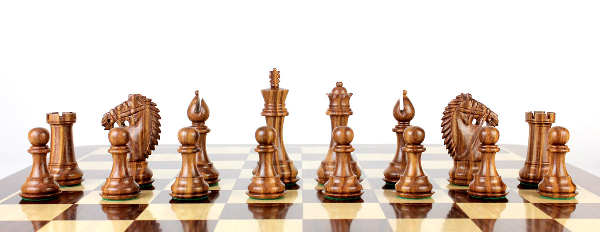 All chess pieces are triple weighted. Total weight of the chess pieces is 3.461 lbs (1570 grams)