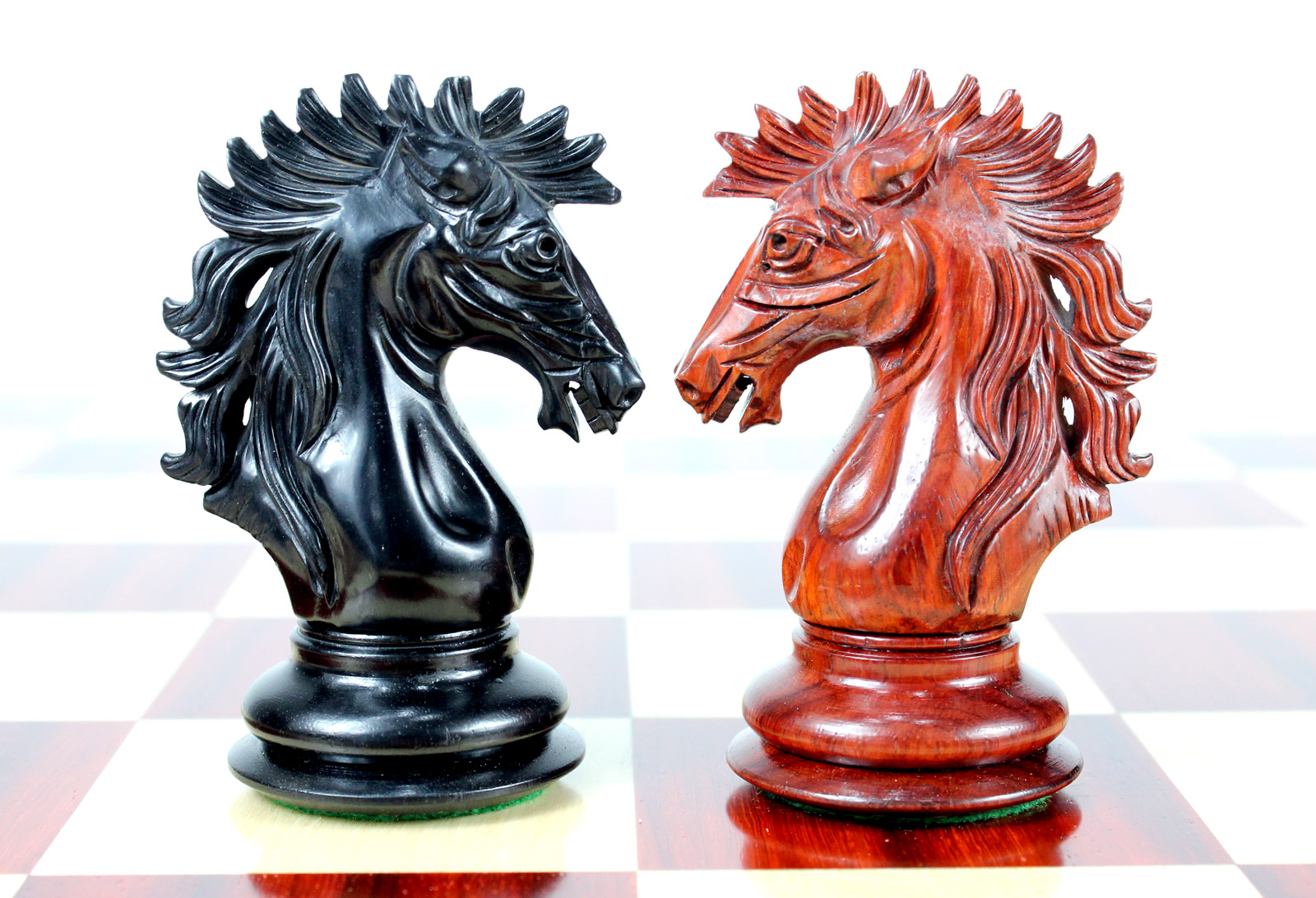 Ebony/Bud Rosewood Chess Set Pieces Encore Staunton 4.5" (114 mm) - Triple Weighted + 2 Extra Queens + Wooden Storage Box