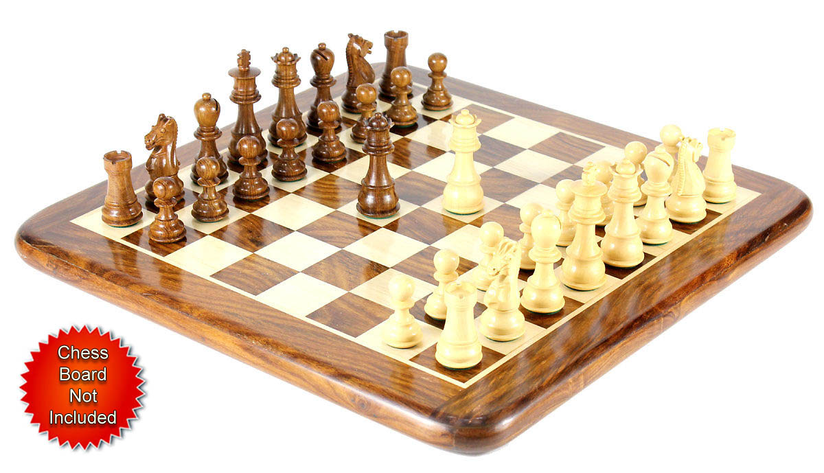 Golden Rosewood/Boxwood Chess Set Pieces Galaxy Staunton 3" (76 mm) + 2 Extra Queens - Triple Weighted