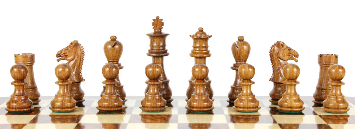 All chess pieces are triple weighted. Total weight of the chess set is 1.675 lbs (760 grams).