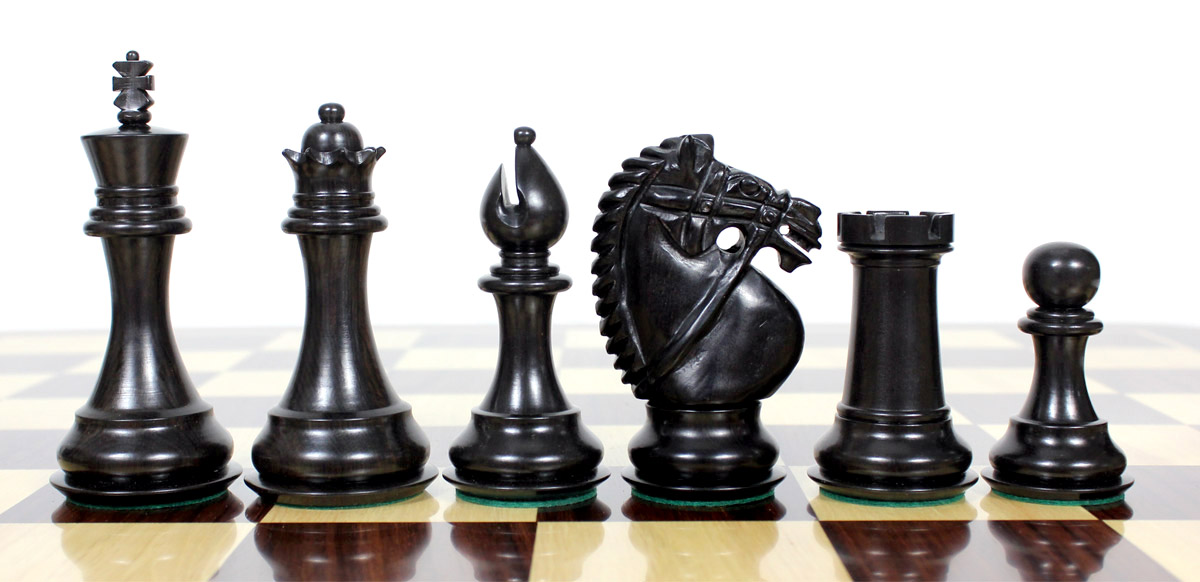 Ebony Wood / Boxwood Chess Set Pieces Rio Staunton 4.0" (102 mm) - 2 Extra Queens - Triple Weighted