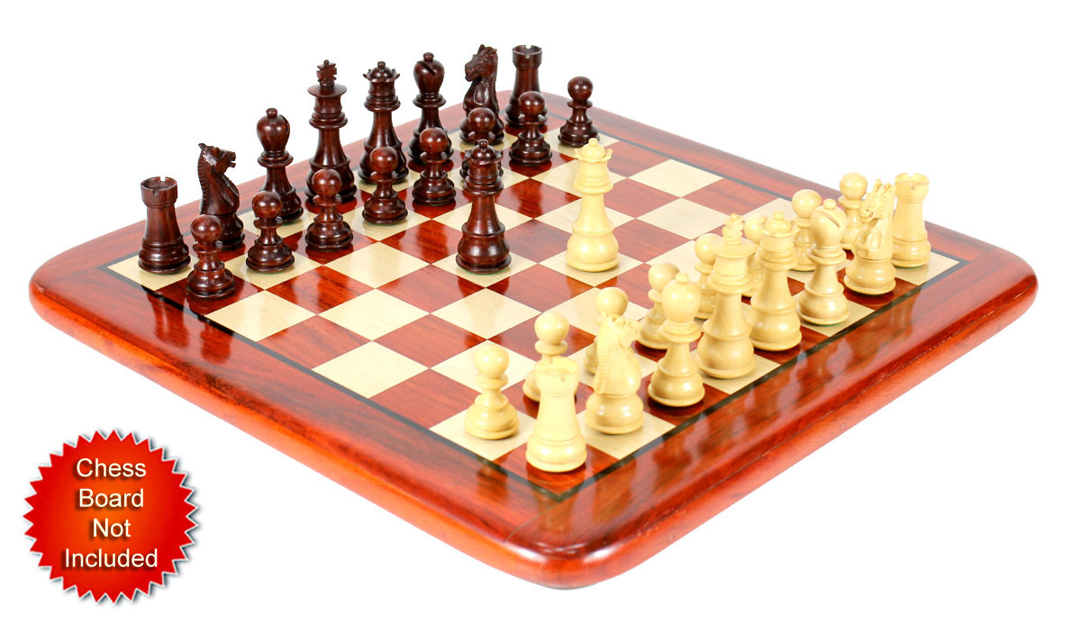 Bud Rosewood / Boxwood Chess Set Pieces Galaxy Staunton 3" (76 mm) + 2 Extra Queens - Triple Weighted