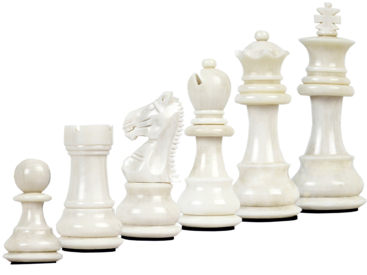 Camel Bone Hand Carved Emperor Staunton White Chess Pieces