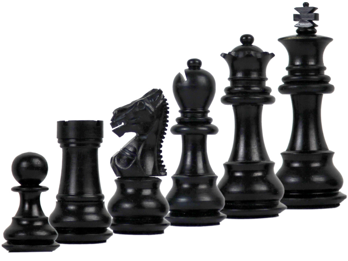 Camel Bone Hand Carved Emperor Staunton Black Chess Pieces