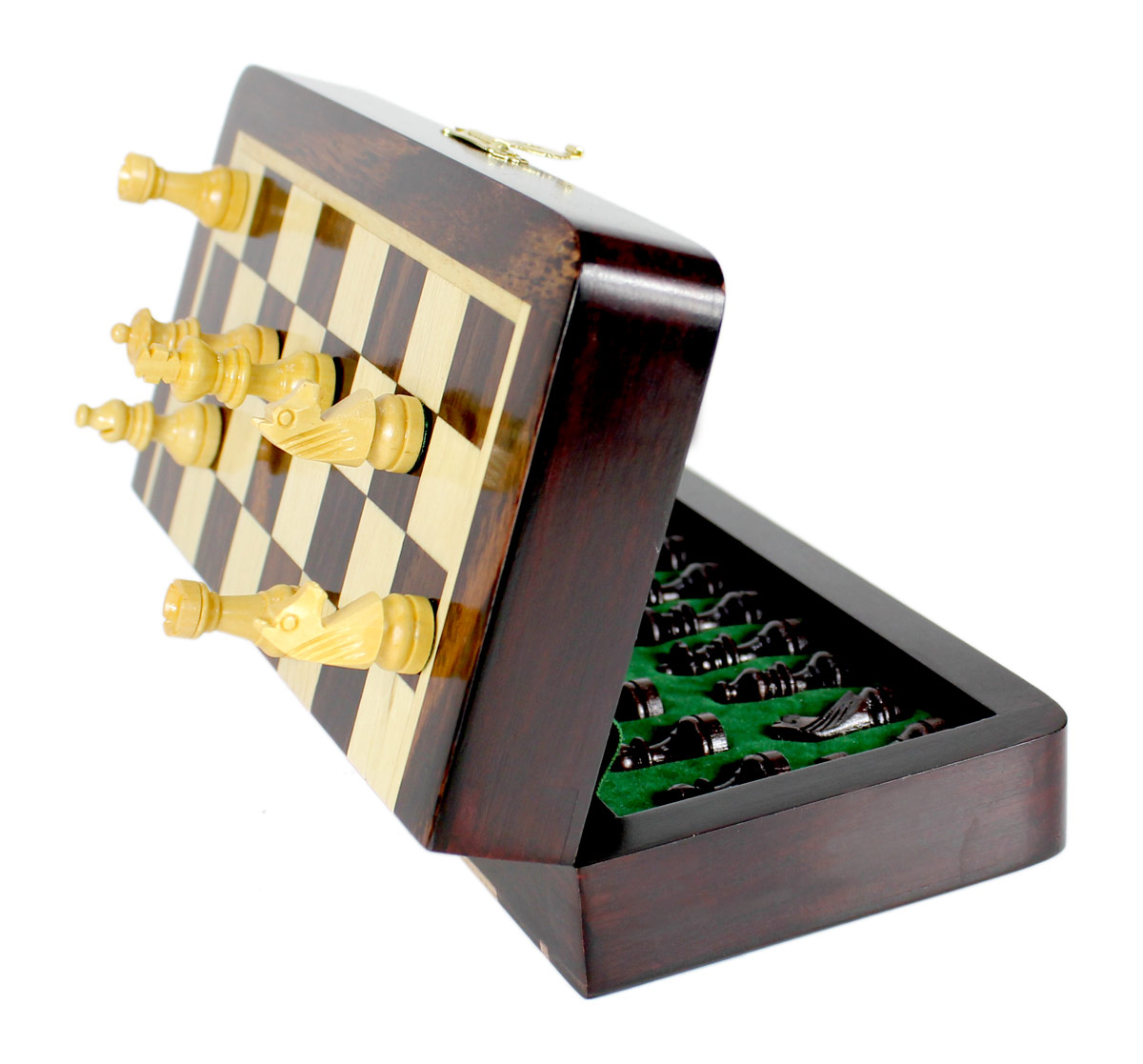 Each Chess piece is fitted with a powerful magnet at the bottom.