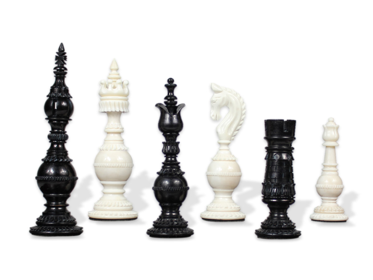 Carloman Antique Reproduced Camel Bone Chess Set Pieces