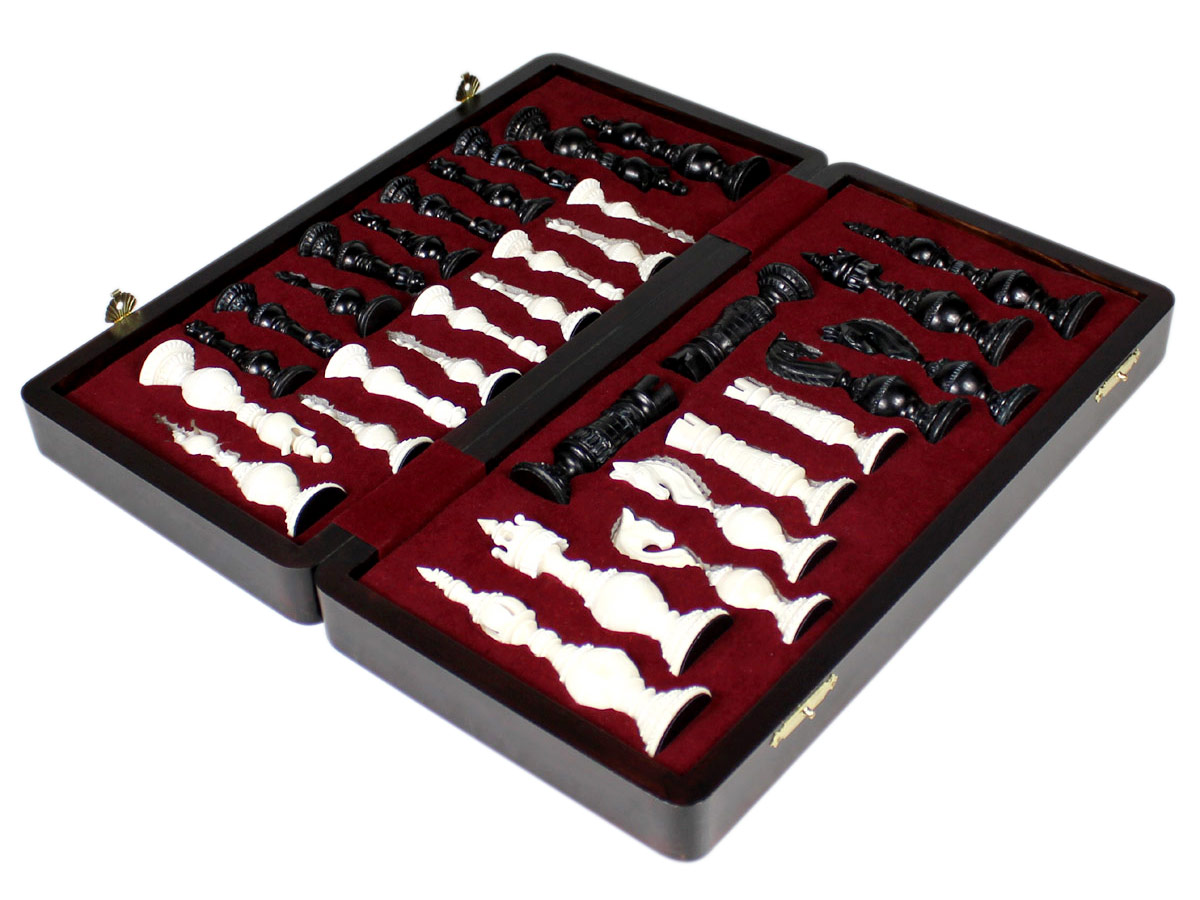 Wenge Colored Presentation Chess Box with Pieces Inside
