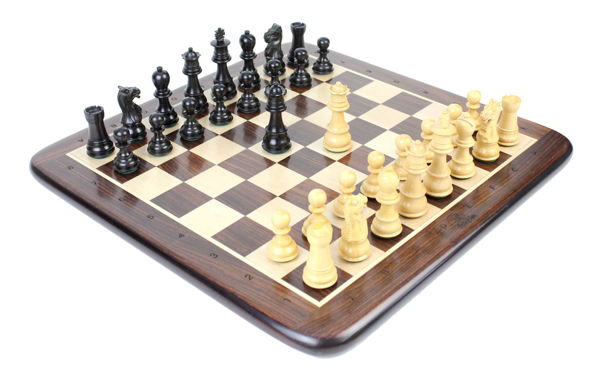 15"  x 15"  Rosewood Chess board with engraved Algebraic notation. Square size - 1.50" (38mm)