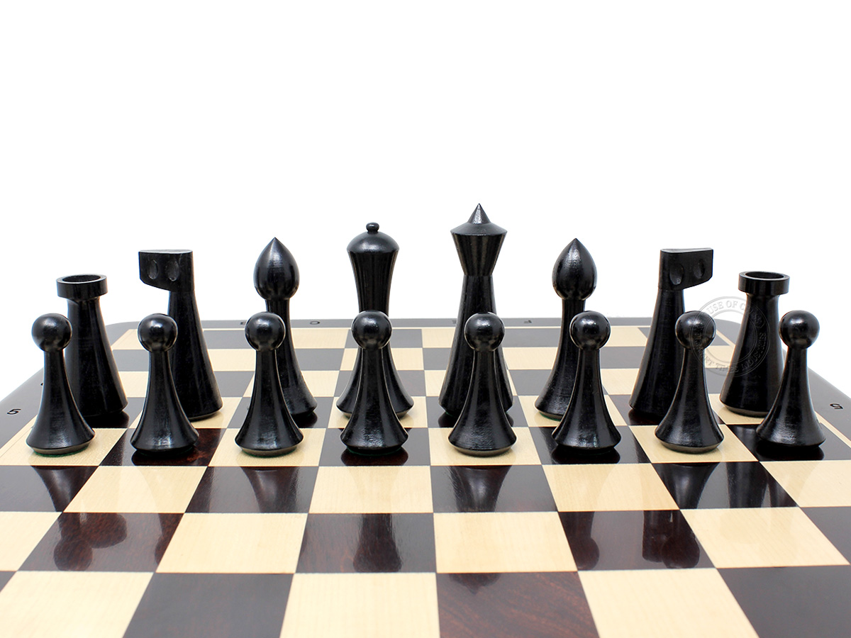 House of Chess Reproduced Abstract Design 3.75" Chess Pieces Ebonized