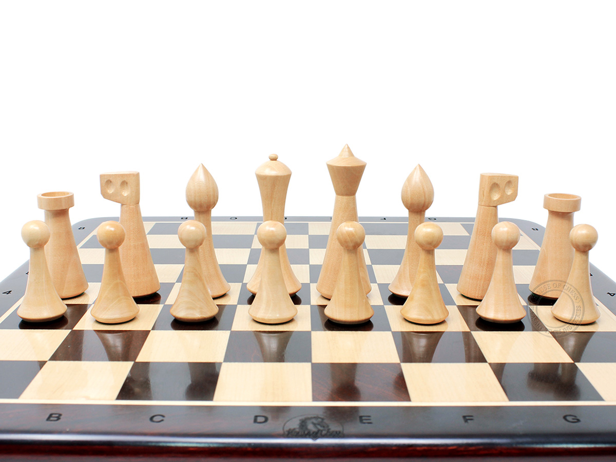 House of Chess Reproduced Abstract Design 3.75" Chess Pieces Boxwood