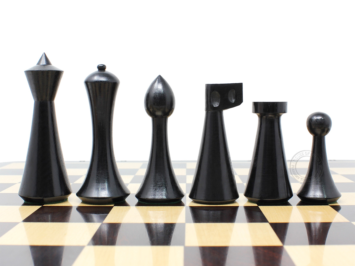 House of Chess Reproduced Abstract Design 3.75" Chess Pieces Ebonized