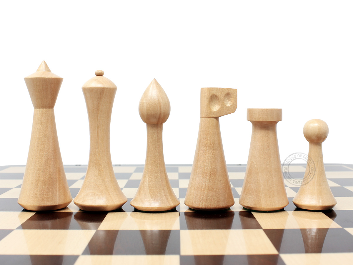 House of Chess Reproduced Abstract Design 3.75" Chess Pieces Boxwood