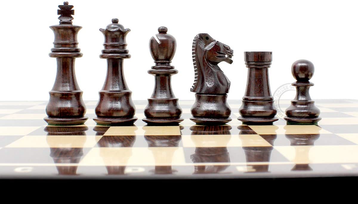 Beautiful Rosewood chess pieces with beveled bases.