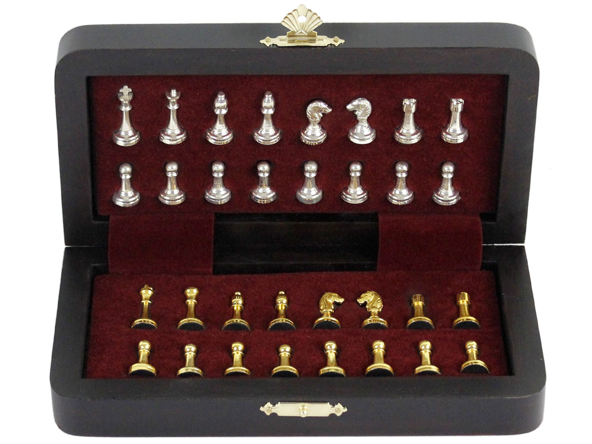 Inner view of chess box with pieces fitted inside