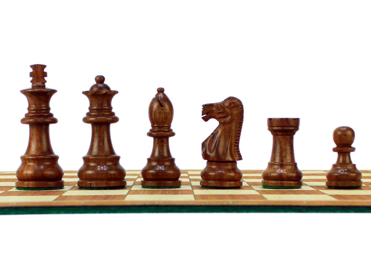 Unique Staunton Golden Rosewood Chess Pieces