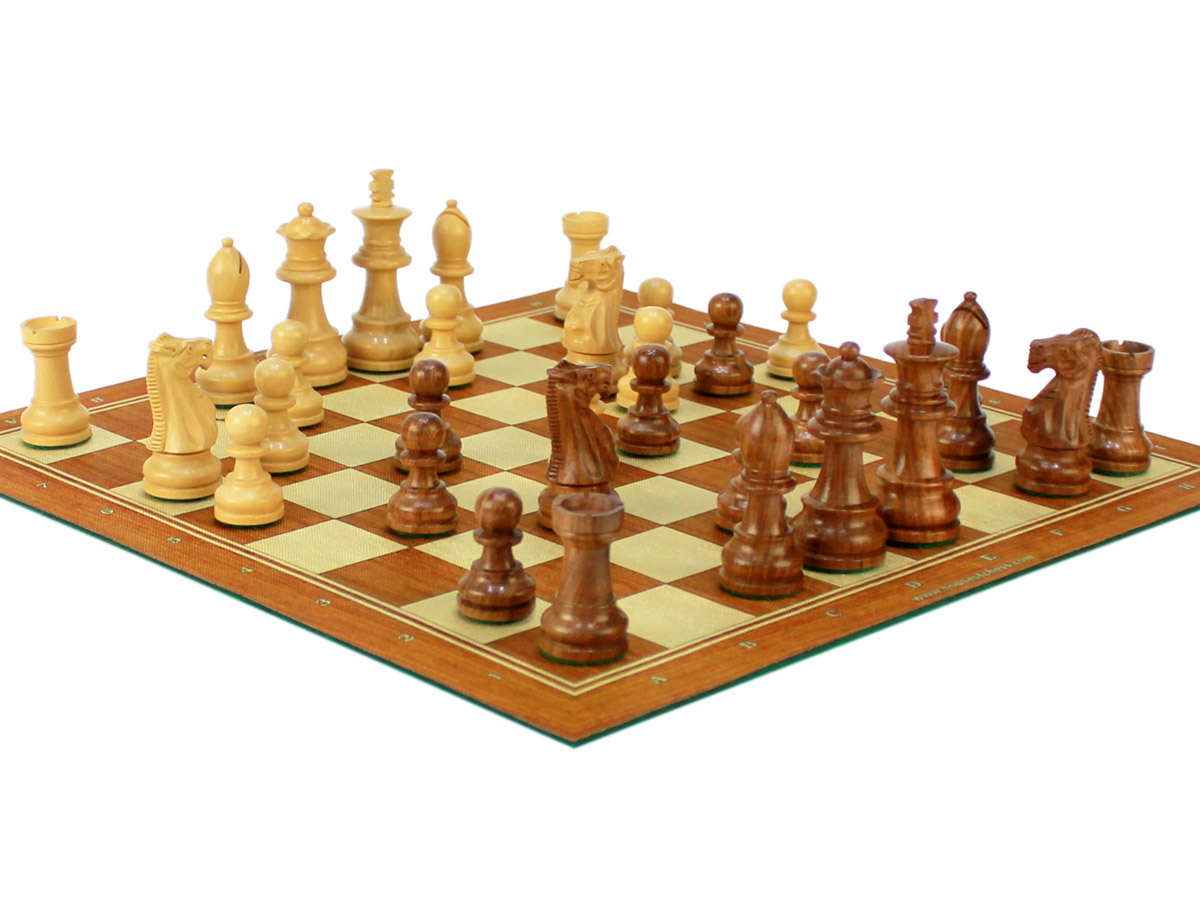 Unique Staunton Wooden Chess Pieces on Roll Up Chess Board