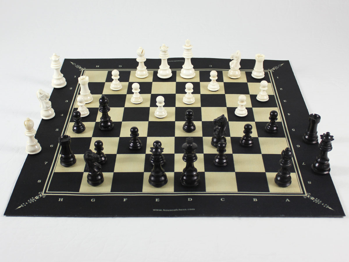 Foldable Fabric Chess Board with Camel Bone Chess Pieces