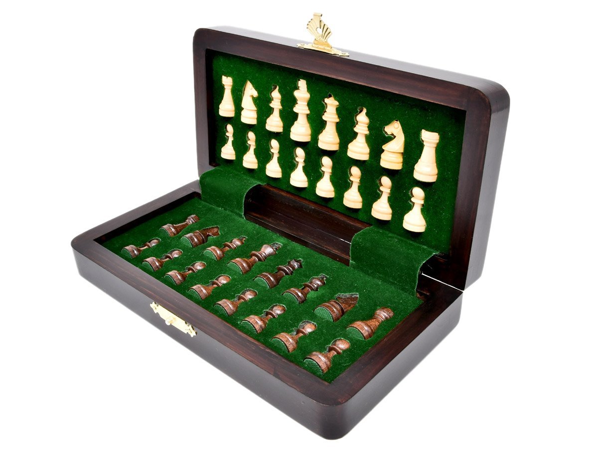Inner view of chess box with individual chessmen inserts