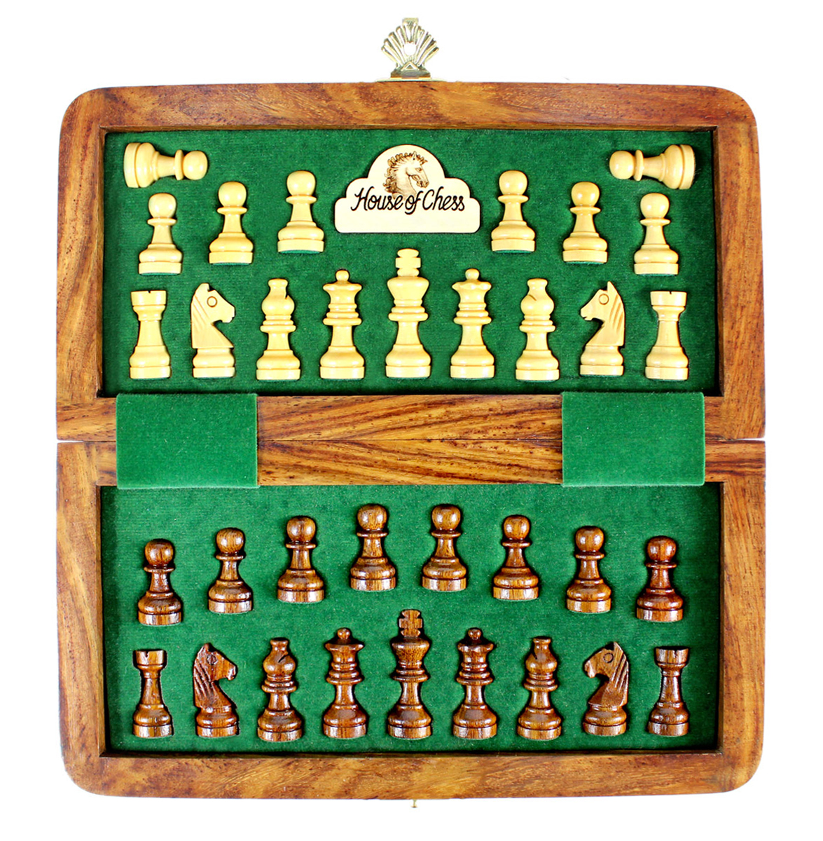 All chess pieces have felted bottom.  The weight of the chess set is 0.936 lbs (425 grams)