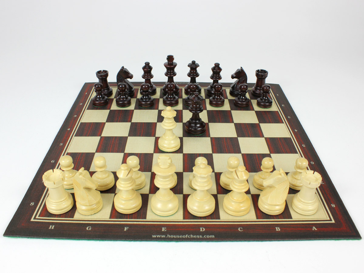 Louis Staunton Chess Pieces on rollup board