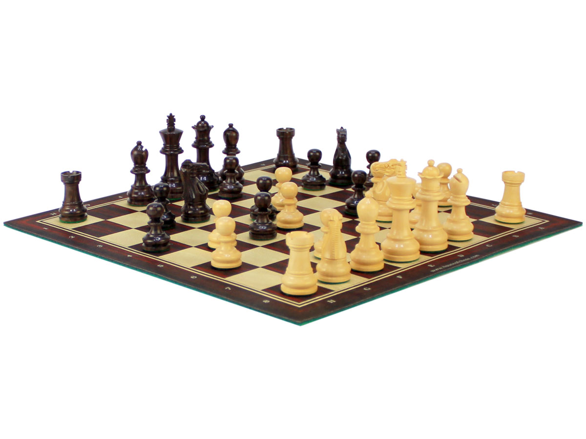 Wooden Chess Pieces + Rosewood Roll Up Chess Board