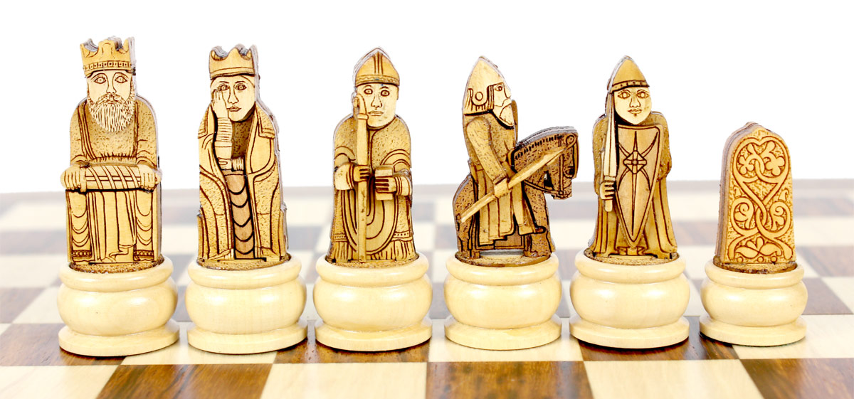 Front View of Light Side Chess Pieces.