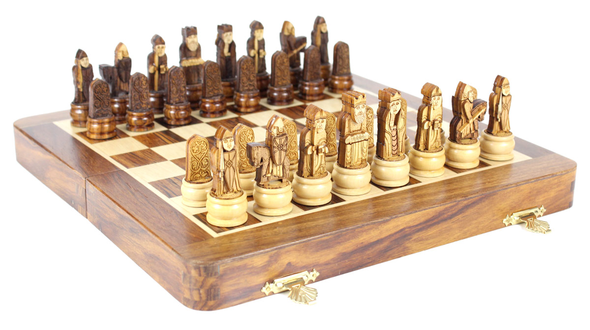 3D Isle of Lewis Magnetic Chess Set on Folding Board
