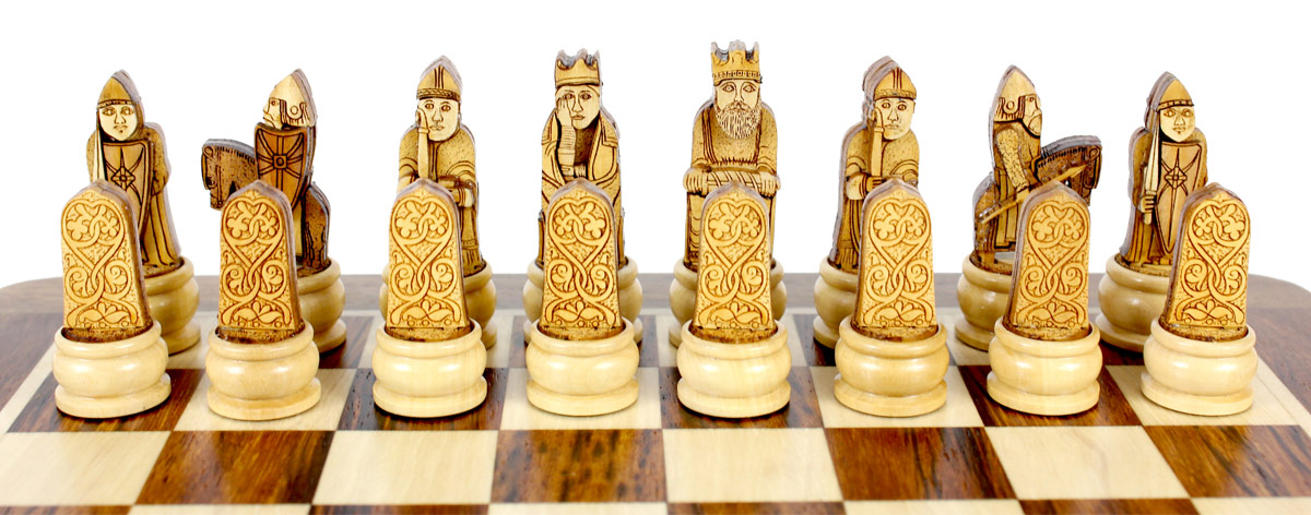 Beautiful Light Side Chess Pieces Placed on Folding Chess Board