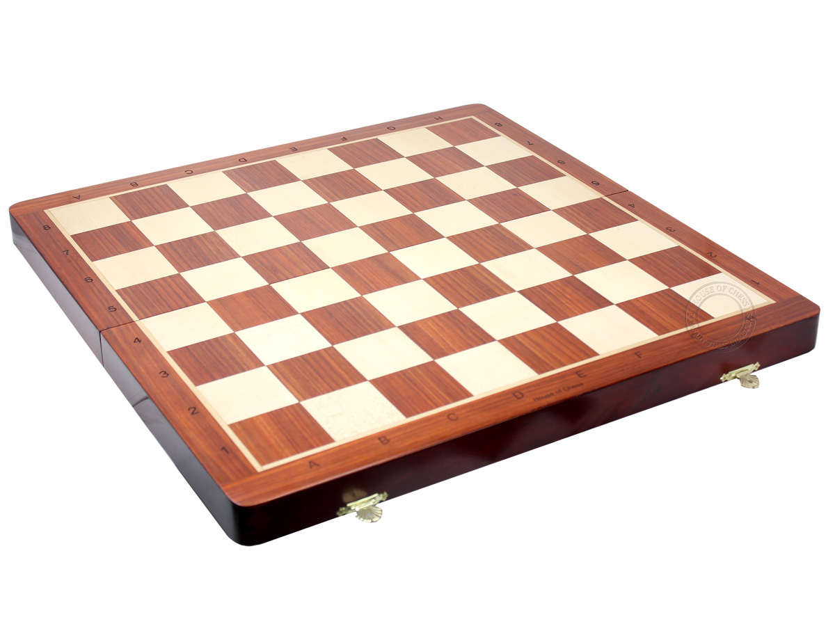 21" Folding Chess Board in Bloodwood with Engraved Algebraic Notations - Square Size 2.25 inch