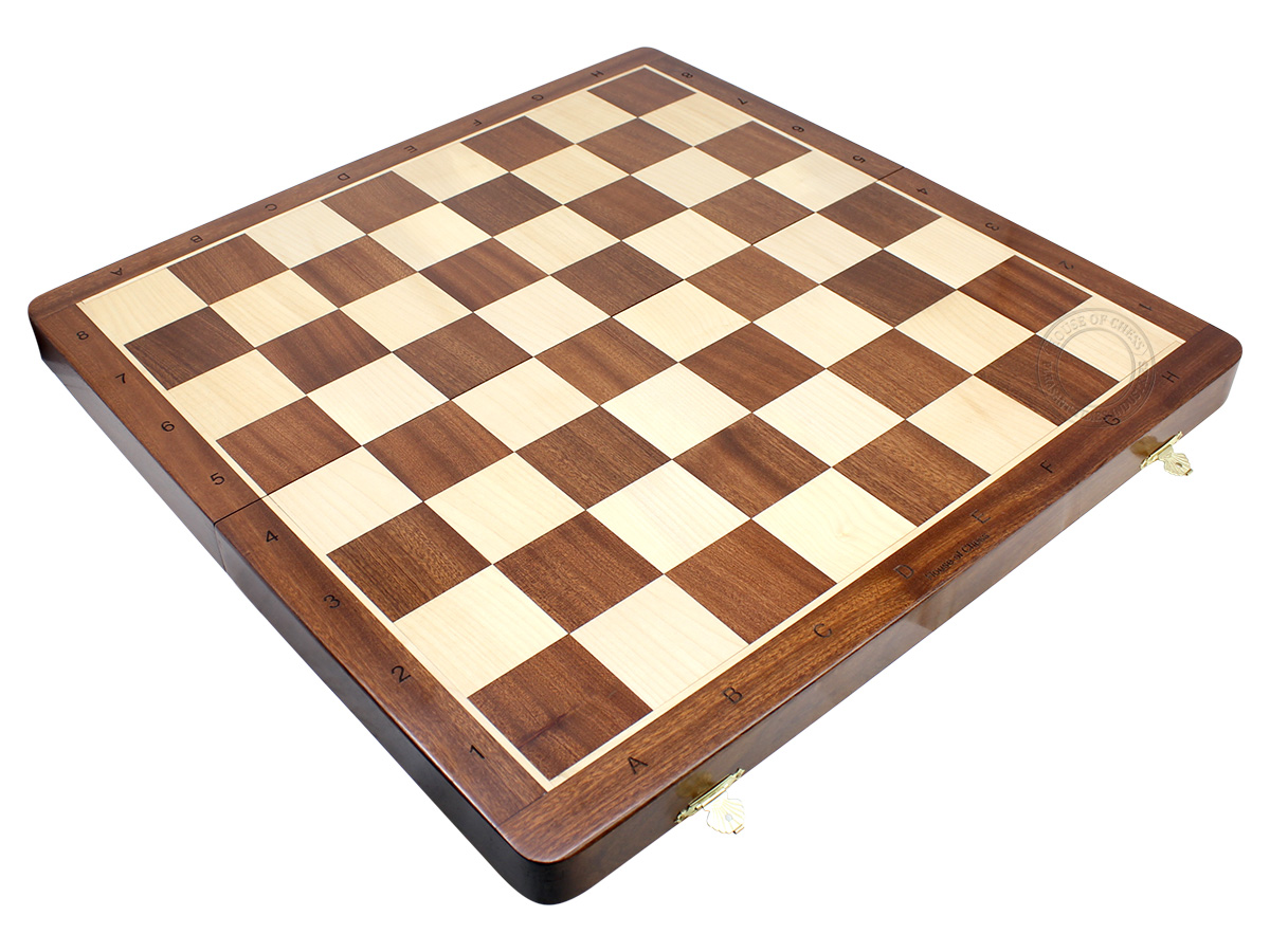 21" Folding Chess Board in Sapele Wood with Engraved Algebraic Notations - Square Size 2.25 inch