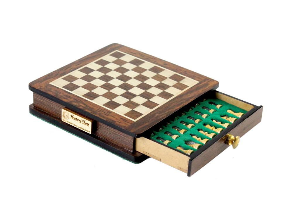 Beautiful Chess Board with matching 5" Golden Rosewood / Boxwood  chess set pieces 
